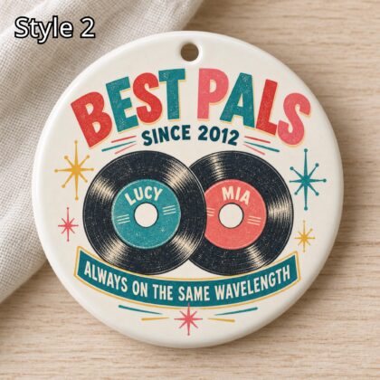 Alternative view of Personalized Best Friends Ceramic Ornament – Retro 50s Sock Hop Partners Gift