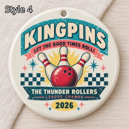 Personalized Bowling Ceramic Ornament – Retro 50s Good Times Roll Gift - Image 4