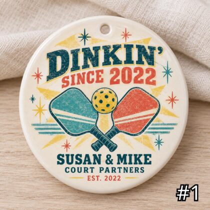 Personalized Pickleball Ceramic Ornament – Dinkin Since Retro 50s Sports Gift