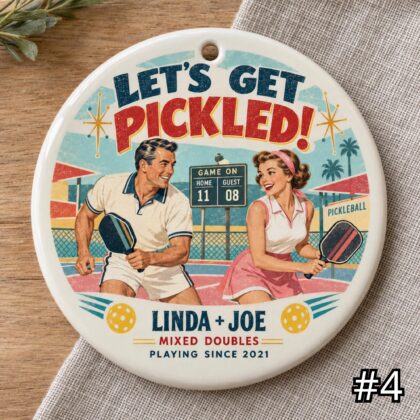 Personalized Pickleball Ceramic Ornament – Dinkin Since Retro 50s Sports Gift - Image 4