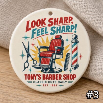 Personalized Hairstylist Ceramic Ornament – Good Hair Starts Here Retro 50s Salon Gift - Image 3