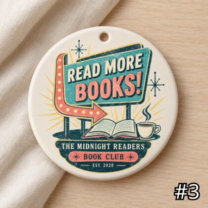 Personalized Book Lover Ceramic Ornament – One More Chapter Retro 50s Reader Gift - Image 3