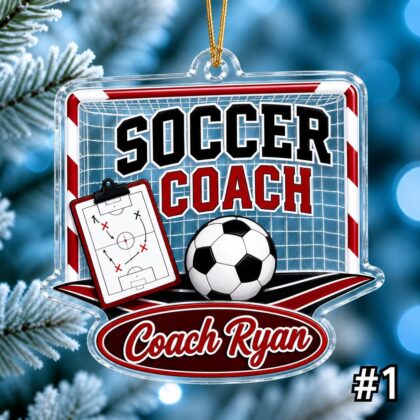 Personalized Soccer Coach Acrylic Ornament – Custom Name Best Coach Gift