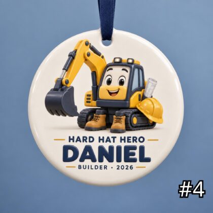 Personalized Contractor Ceramic Ornament – Custom Name Job Title Year Phrase and Construction Design - Image 4