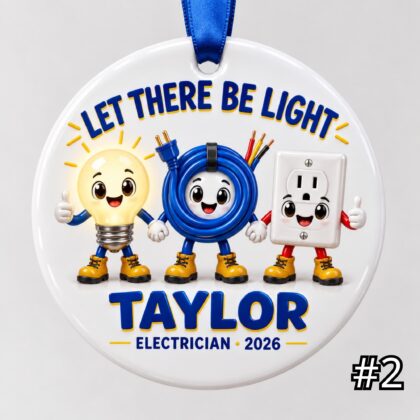 Alternative view of Personalized Contractor Ceramic Ornament – Custom Name Job Title Year Phrase and Construction Design