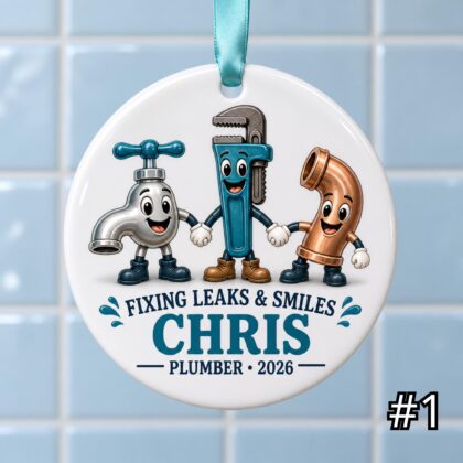 Personalized Electrician Ceramic Ornament – Custom Name Job Title Year Phrase and Tool Squad Design