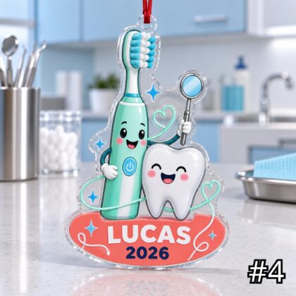 Personalized Dentist Acrylic or Wood Ornament – Custom Dental Hygienist Name and Year - Image 4