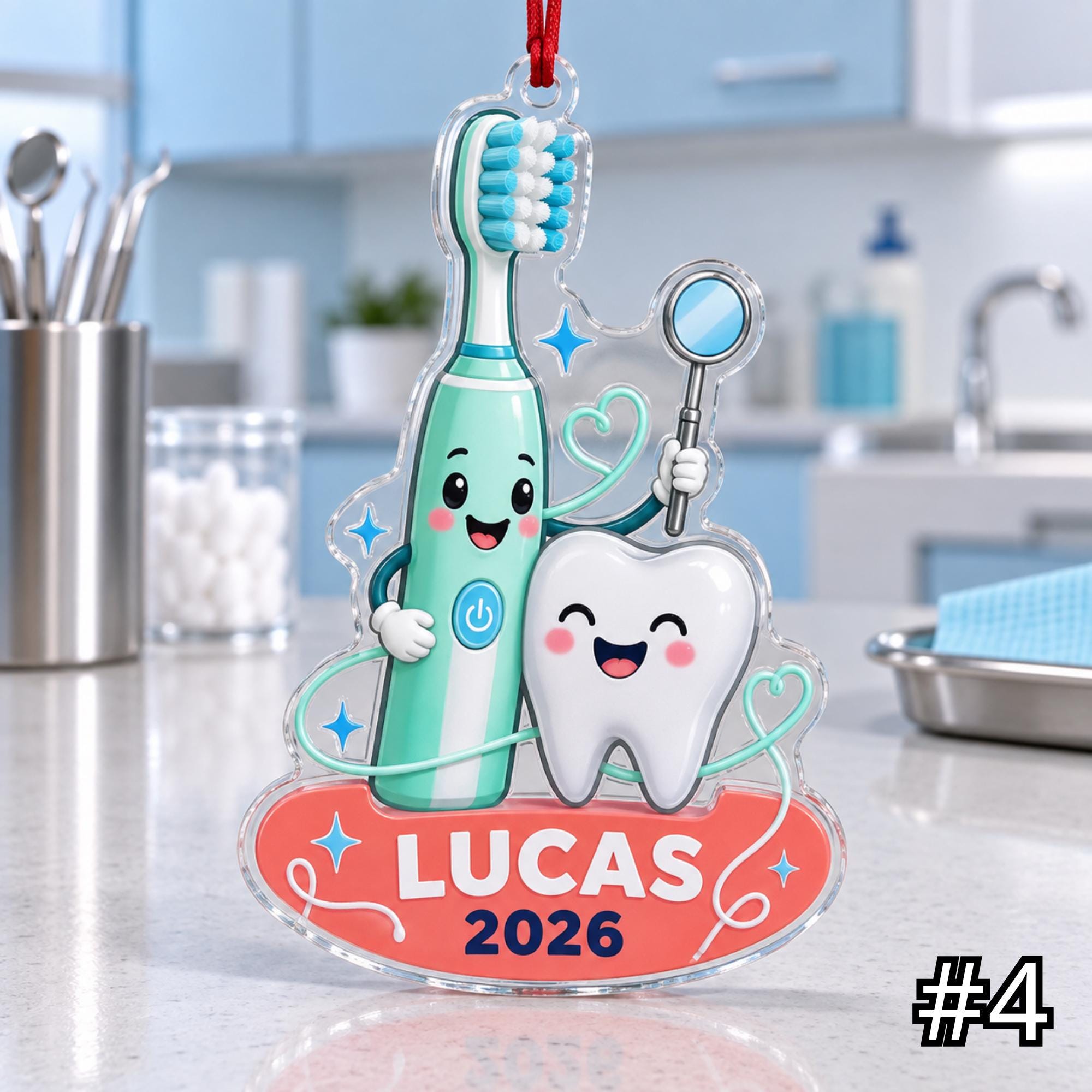 Personalized Dentist Acrylic or Wood Ornament – Custom Dental Hygienist Name and Year - Image 4