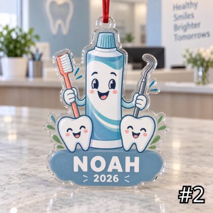 Alternative view of Personalized Dentist Acrylic or Wood Ornament – Custom Dental Hygienist Name and Year