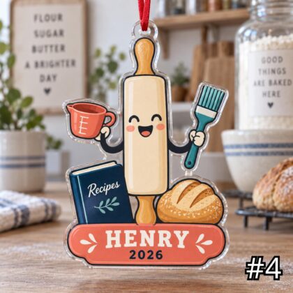 Personalized Chef or Baker Acrylic Wood Ornament – Custom Name and Year - Image 4