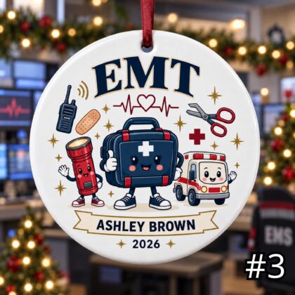 Personalized EMT Paramedic Ceramic Ornament – Custom Name Title Year Station or Unit - Image 3