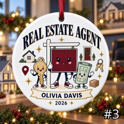Personalized Real Estate Agent Ceramic Ornament – Custom Name Title Year Agency or Team - Image 3