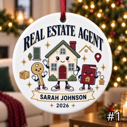 Personalized Real Estate Agent Ceramic Ornament – Custom Name Title Year Agency or Team