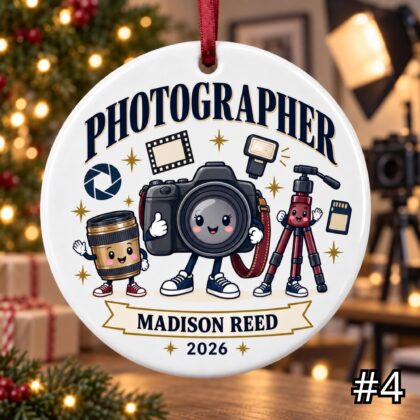Personalized Photographer Ceramic Ornament – Custom Name Specialty Year and Studio - Image 4