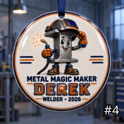 Personalized Welder Ceramic Ornament – Custom Name Job Title Year and Phrase - Image 4