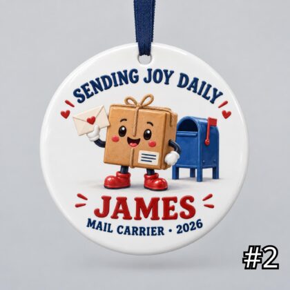 Alternative view of Personalized Mail Carrier Ceramic Ornament – Custom Postal Worker Name Year Occasion and Phrase
