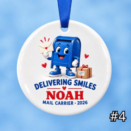 Personalized Mail Carrier Ceramic Ornament – Custom Postal Worker Name Year Occasion and Phrase - Image 4