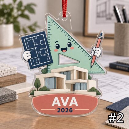 Alternative view of Personalized Architect Acrylic or Wood Ornament – Custom Name and Year