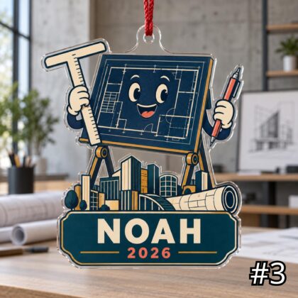 Personalized Architect Acrylic or Wood Ornament – Custom Name and Year - Image 3