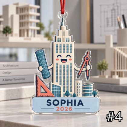 Personalized Architect Acrylic or Wood Ornament – Custom Name and Year - Image 4