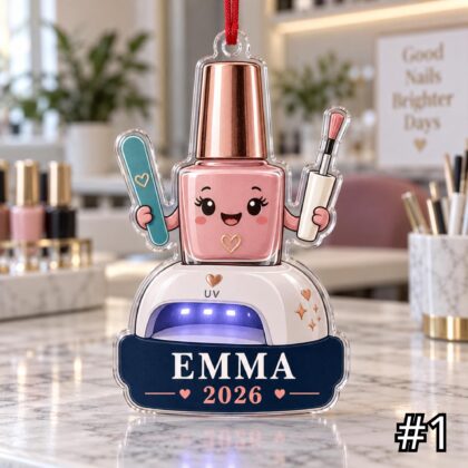Personalized Nail Technician Acrylic or Wood Ornament – Custom Name and Year