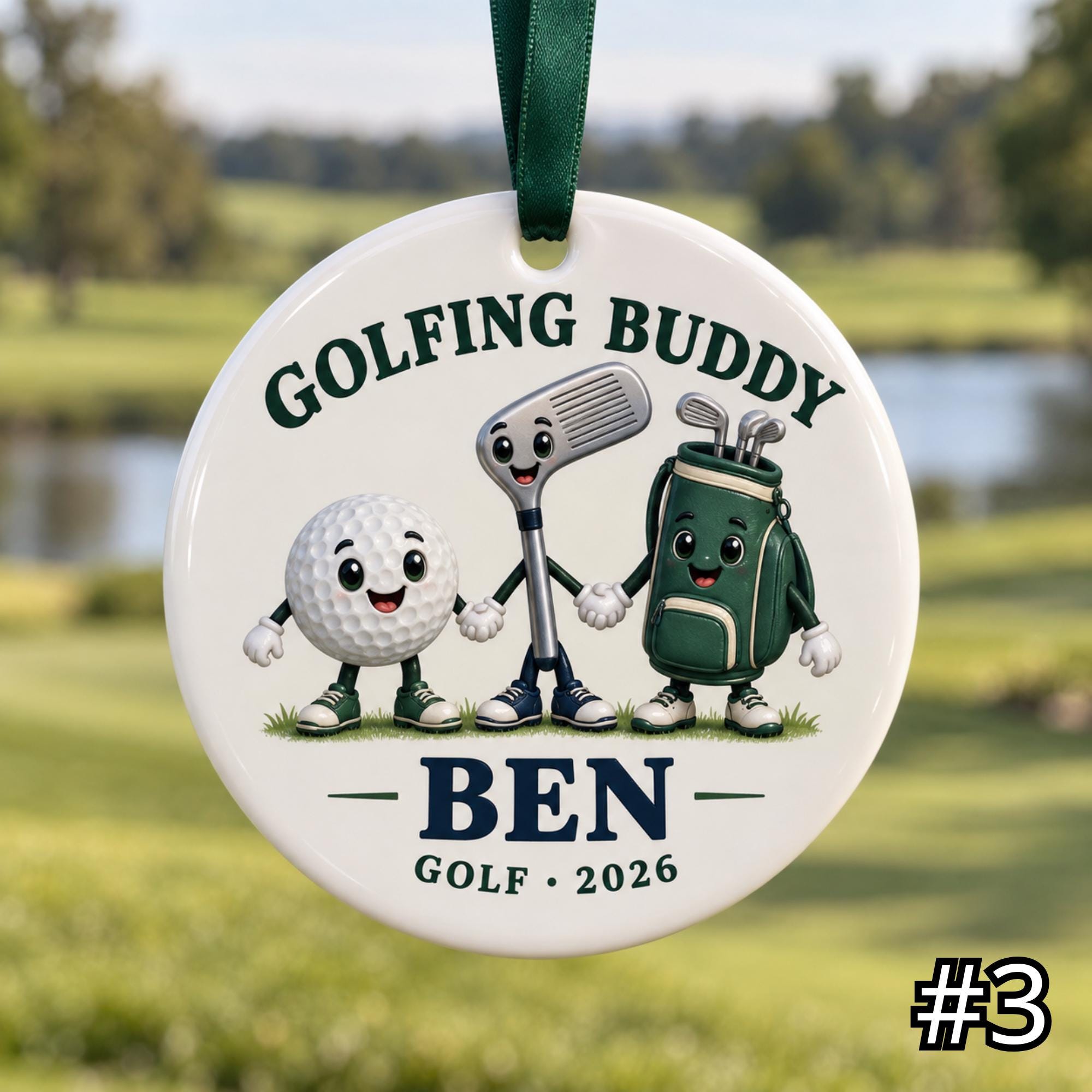 Personalized Golf Ceramic Ornament – Custom Golfer Name and Year Christmas Tree Keepsake - Image 3