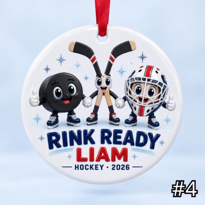 Personalized Ice Hockey Ceramic Ornament – Custom Player Name and Year Christmas Tree Keepsake - Image 4
