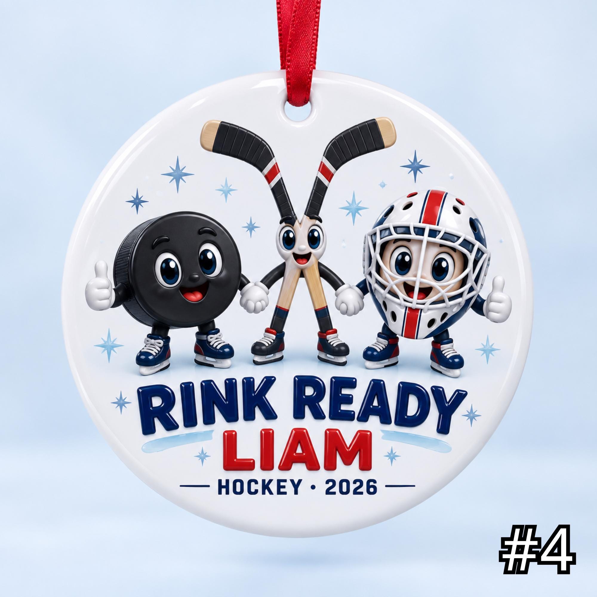 Personalized Ice Hockey Ceramic Ornament – Custom Player Name and Year Christmas Tree Keepsake - Image 4