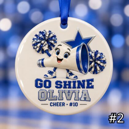 Alternative view of Personalized Cheerleading Ceramic Ornament – Cute Cheer Characters