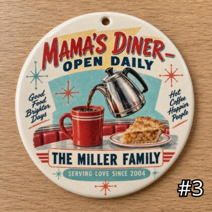 Personalized Diner Ceramic Ornament – Mama's Diner Retro 50s Kitchen Decor - Image 3