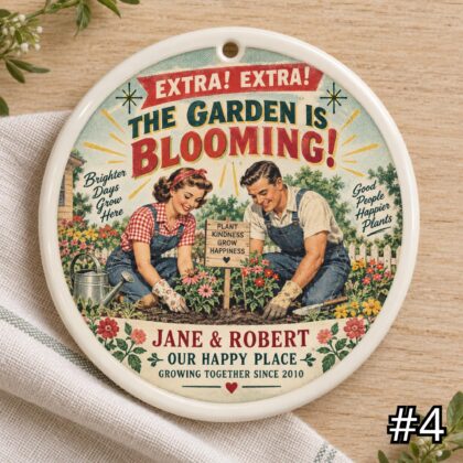 Personalized Gardener Ceramic Ornament – Growing Good Times Retro 50s Plant Lover Gift - Image 4