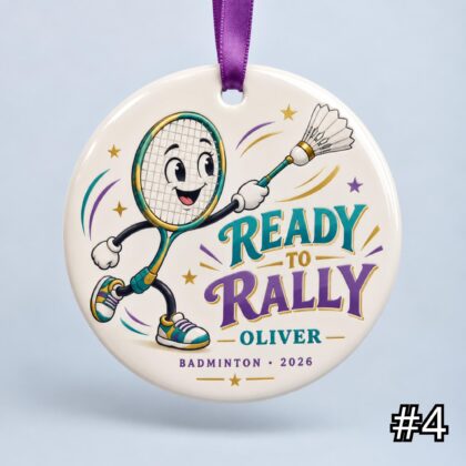 Personalized Badminton Ceramic Ornament – Cute Badminton Characters - Image 4