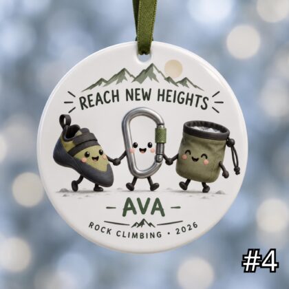 Personalized Rock Climbing Ceramic Ornament – Cute Climbing Characters - Image 4
