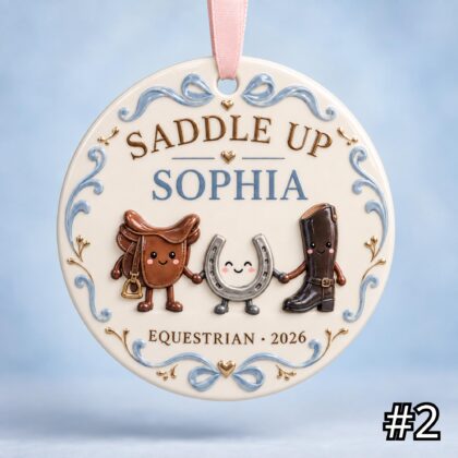 Alternative view of Personalized Equestrian Ceramic Ornament – Cute Horse Riding Characters