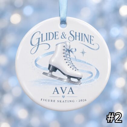Alternative view of Personalized Figure Skating Ceramic Ornament – Cute Skating Characters