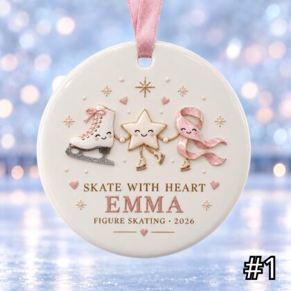 Personalized Figure Skating Ceramic Ornament – Cute Skating Characters