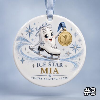 Personalized Figure Skating Ceramic Ornament – Cute Skating Characters - Image 3