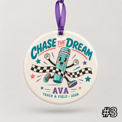 Personalized Track and Field Ceramic Ornament – Cute Athletic Characters - Image 3