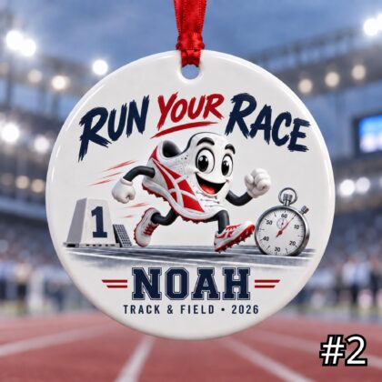 Alternative view of Personalized Track and Field Ceramic Ornament – Cute Athletic Characters