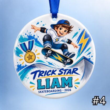Personalized Skateboarding Ceramic Ornament – Cute Skate Characters - Image 4