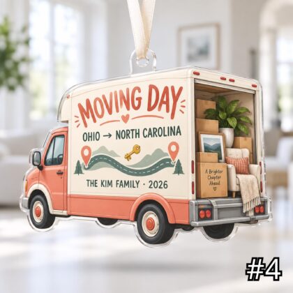 Personalized Moving Acrylic Ornament – We Moved Christmas Decoration - Image 4