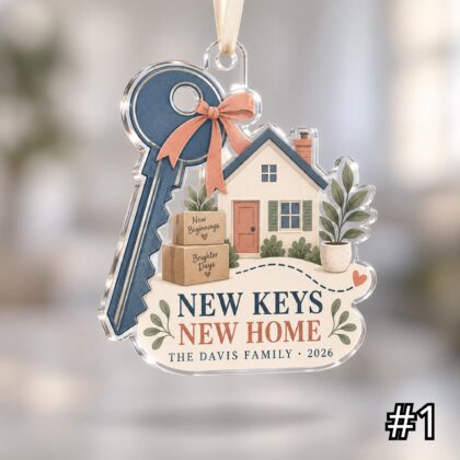 Personalized New Keys New Home Acrylic Ornament – Custom First Home Christmas Keepsake