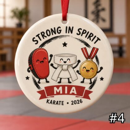 Personalized Karate Ceramic Ornament – Cute Karate Gi and Black Belt Christmas Decoration - Image 4
