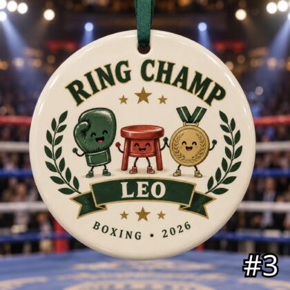 Personalized Boxing Ceramic Ornament – Cute Boxing Gloves Christmas Decoration - Image 3