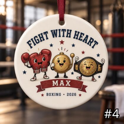 Personalized Boxing Ceramic Ornament – Cute Boxing Gloves Christmas Decoration - Image 4