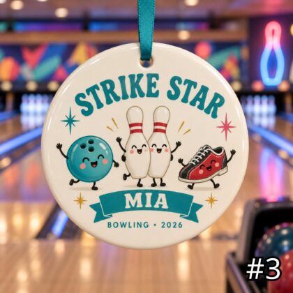 Personalized Bowling Ceramic Ornament – Cute Bowling Ball and Shoe Christmas Decoration - Image 3