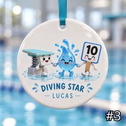 Personalized Diving Ceramic Ornament – Cute Scuba Gear Christmas Decoration - Image 3
