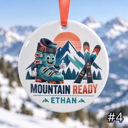 Personalized Skiing Ceramic Ornament – Cute Ski Gear Christmas Decoration - Image 4