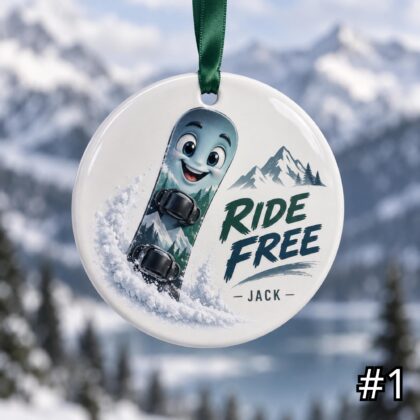 Personalized Snowboarding Ceramic Ornament – Cute Snowboard Christmas Decoration