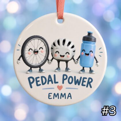 Personalized Cycling Ceramic Ornament – Cute Bicycle Christmas Decoration - Image 3